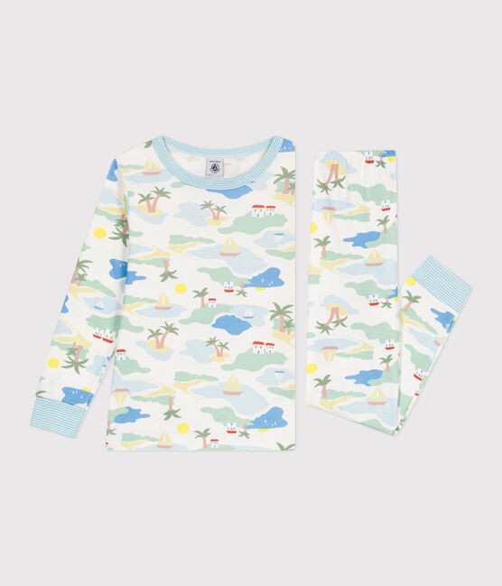 Pijama infantil de algodón con estampado blanco MARSHMALLOW/blanco MULTICO