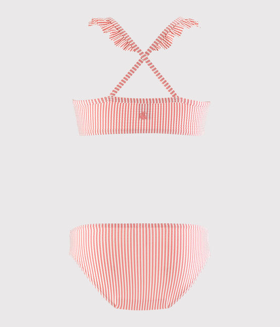 Traje de baño 2 piezas reciclado de niña rosa GRETEL/blanco MARSHMALLOW