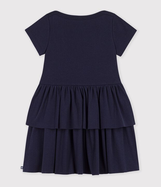 Vestido infantil liso de algod&oacute;n de manga corta SMOKING