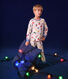 Pijama infantil de felpa cepillada con estampado de bolas de Navidad