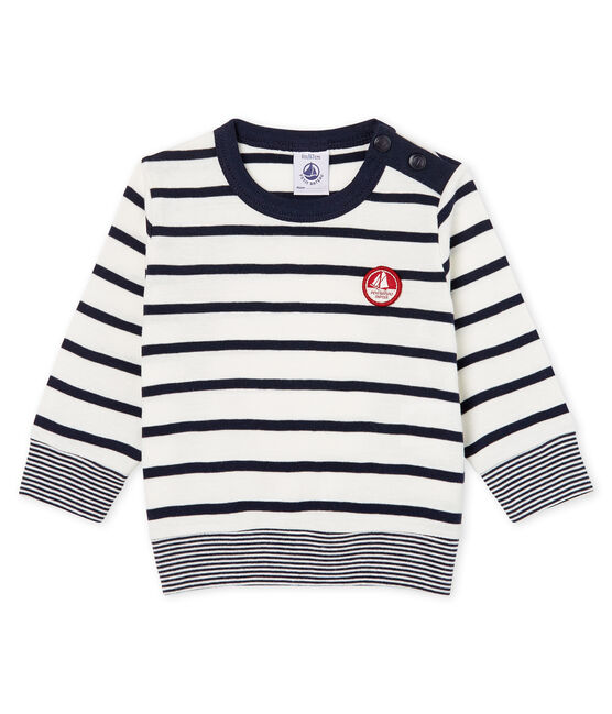 Camiseta de manga larga y rayas para bebé niño blanco MARSHMALLOW/azul SMOKING CN