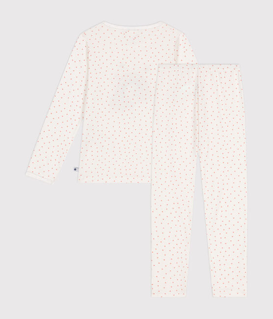 Pijama infantil de algodón con estampado de corazoncitos blanco MARSHMALLOW/ PAPAYE