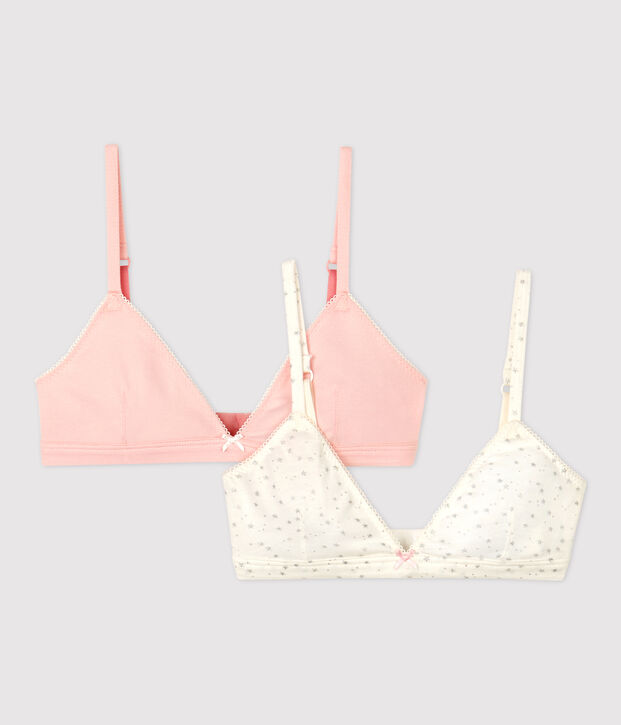 Juego de 2 sostenes con estampado de purpurina de ni&ntilde;a de algod&oacute;n org&aacute;nico y elastano multicolor