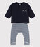 Conjunto de regalo para bebé: camiseta y pantalón azul SMOKING/blanco MARSHMALLOW
