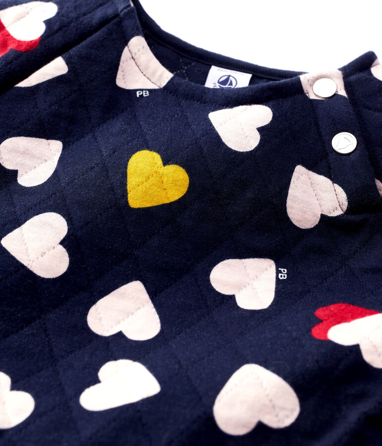 Vestido de manga corta de tejido t&uacute;bico de ni&ntilde;a azul/multicolor