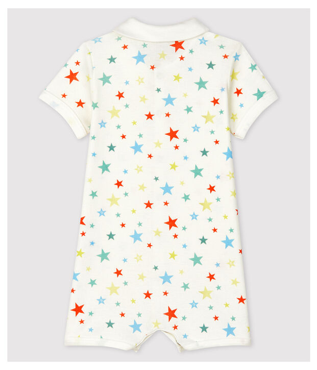 Mono corto con estrellas multicolores de algod&oacute;n ecol&oacute;gico blanco/multicolor