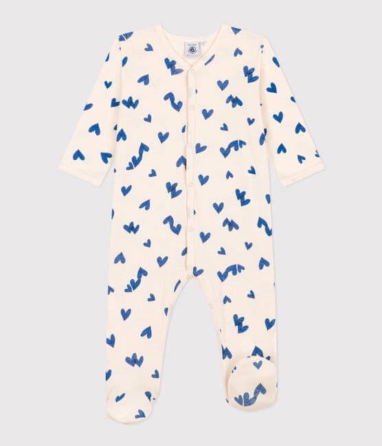 Pijama de algodón con corazón azul para bebé blanco AVALANCHE/ MULTICO