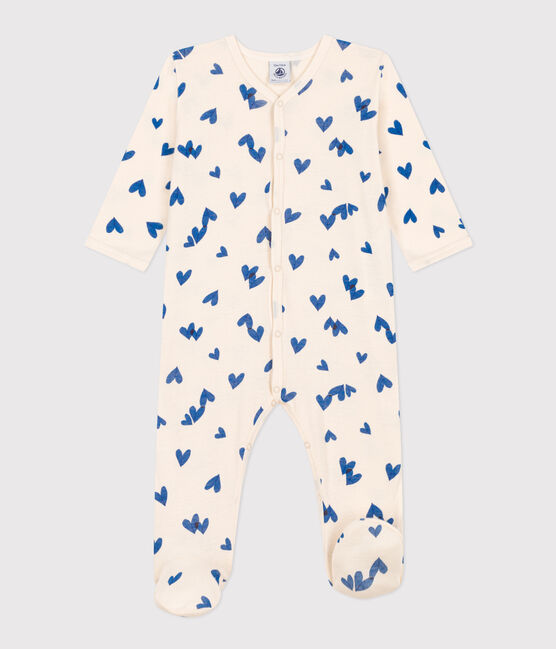 Pijama de algodón con corazón azul para bebé blanco AVALANCHE/ MULTICO