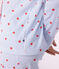 Pijama abotonado de algod&oacute;n con estampado de rayas y corazones para mujer blanco/multicolor