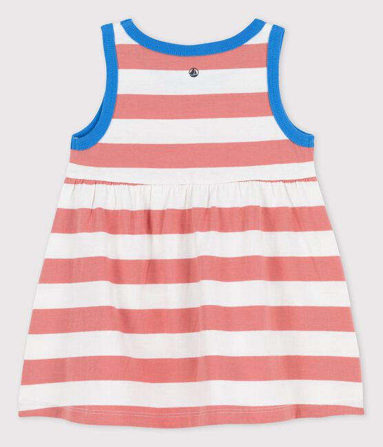 Vestido sin mangas a rayas de jersey de bebé rosa PAPAYE/ MARSHMALLOW