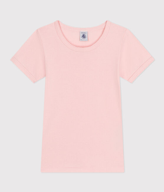 Camiseta de manga corta de algodón para niña rosa MINOIS