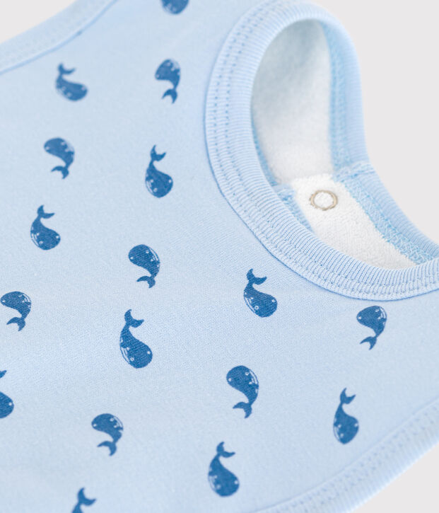Babero de algod&oacute;n estampado para reci&eacute;n nacido azul/azul