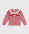 Cárdigan de jacquard de lana y algodón para niña rosa ROSEWOOD/ AVALANCHE