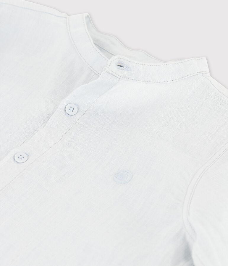 Camisa de lino de manga larga para ni&ntilde;o azul