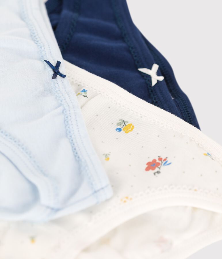 Juego de 3 braguitas de flores de algod&oacute;n org&aacute;nico de ni&ntilde;a multicolor