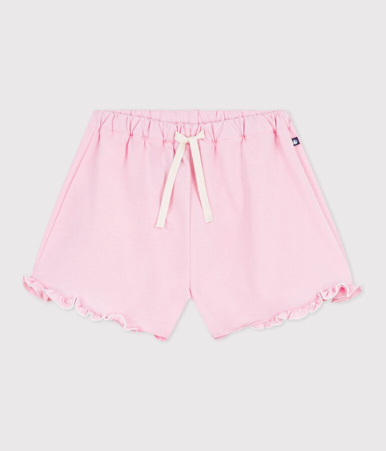 Shorts infantiles de algod&oacute;n liso rosa