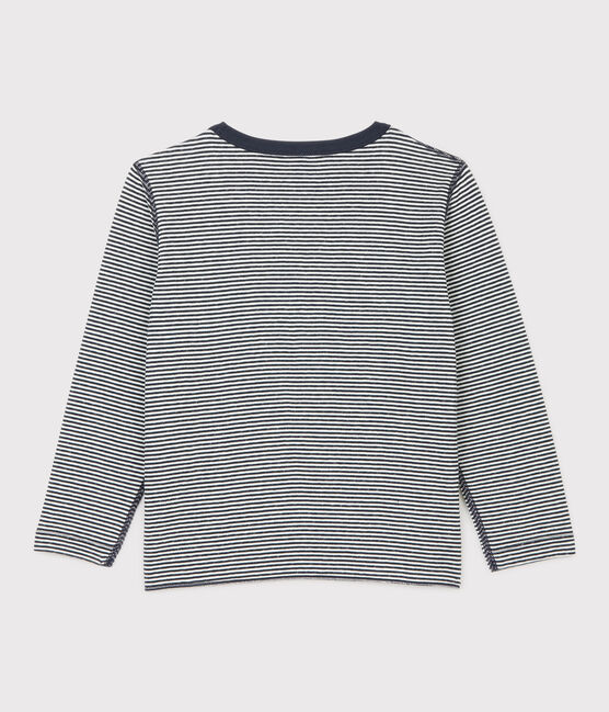 Camiseta de manga larga de tejido túbico de niño azul SMOKING/blanco MARSHMALLOW