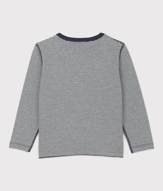Camiseta de manga larga de tejido t&uacute;bico de ni&ntilde;o azul/blanco