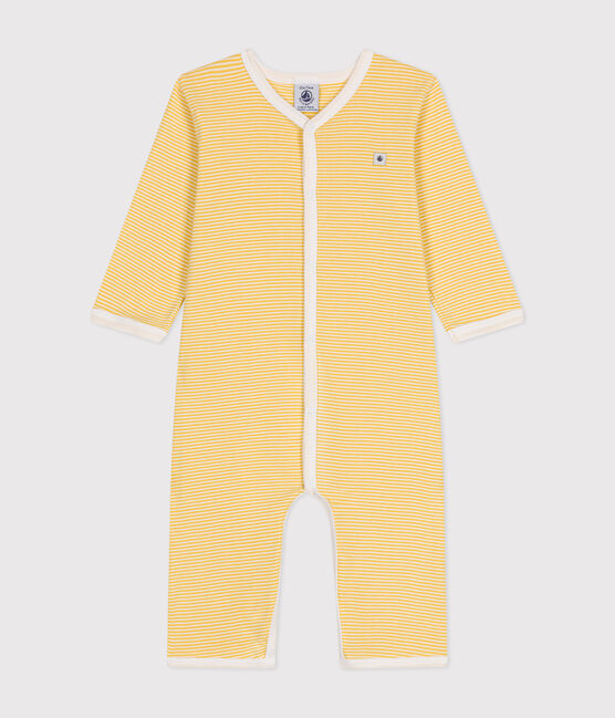 Pijamas de bebé de manga larga sin pies de algodón amarillo BLE/blanco MARSHMALLOW