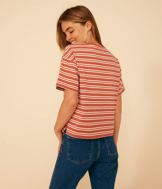 Camiseta la Boxy de algodón a rayas de mujer FAMEUX/ AVALANCHE