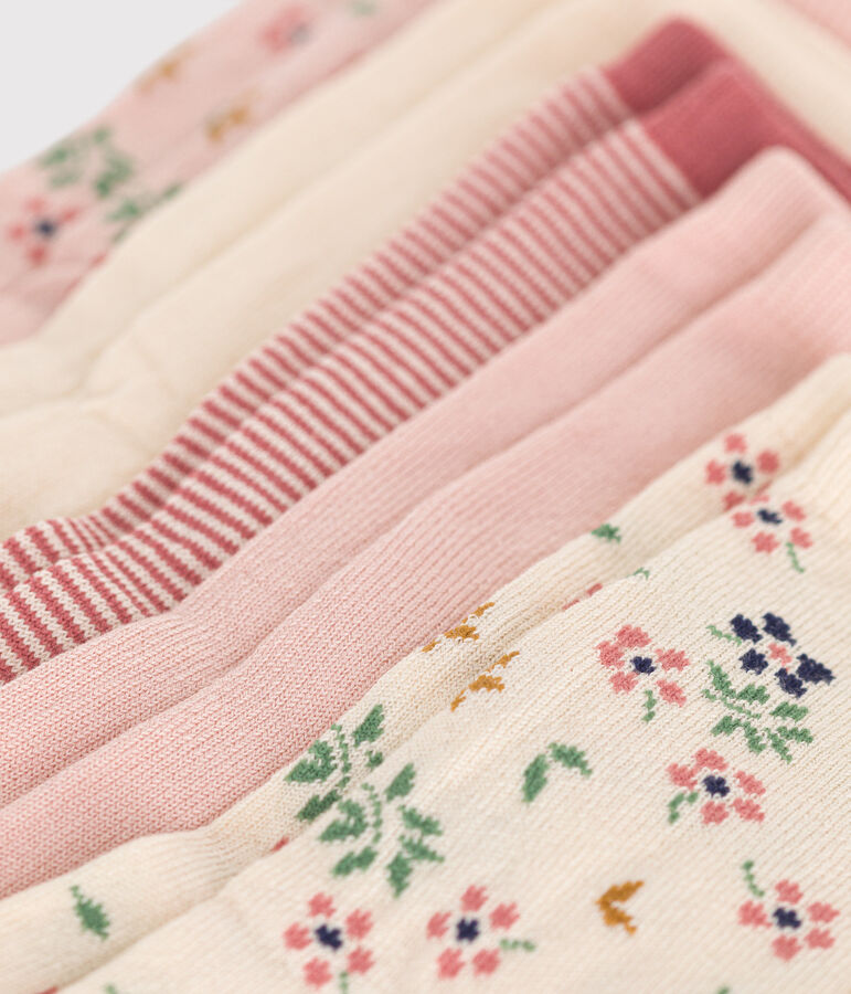 5 pares de calcetines infantiles de algod&oacute;n con flores multicolor