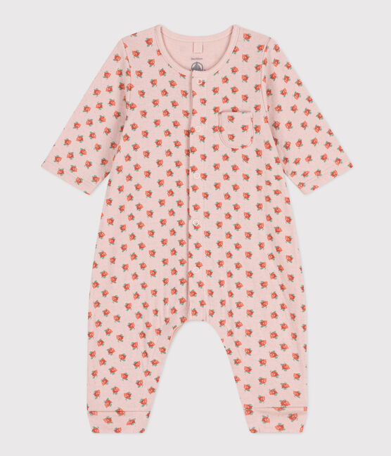 Mono largo con estampado de flores de túbico para bebé rosa SALINE/blanco MULTICO