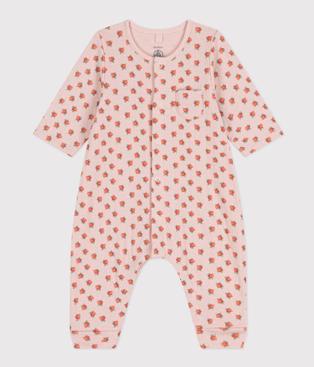 Mono largo con estampado de flores de t&uacute;bico para beb&eacute; rosa/multicolor