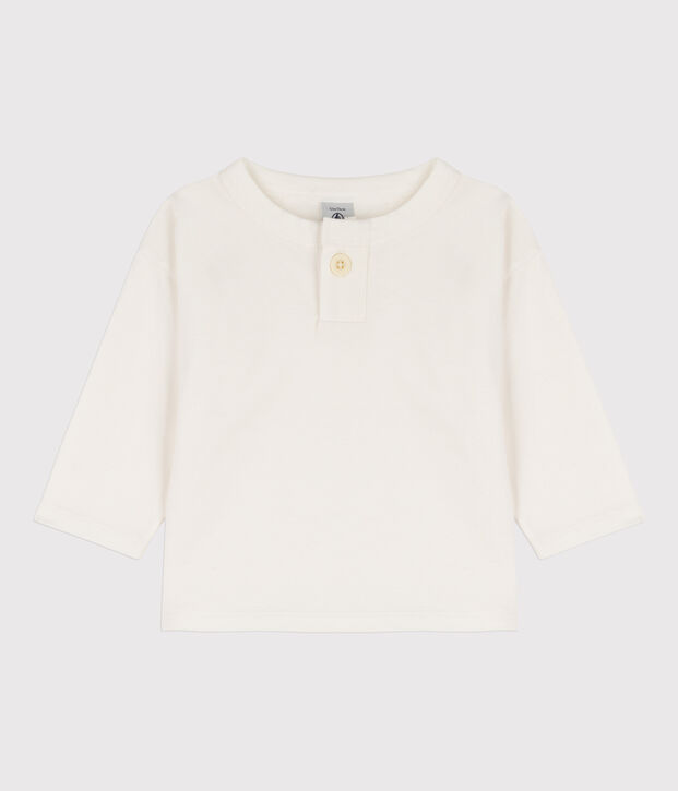 Camiseta de algod&oacute;n de manga larga para beb&eacute; blanco
