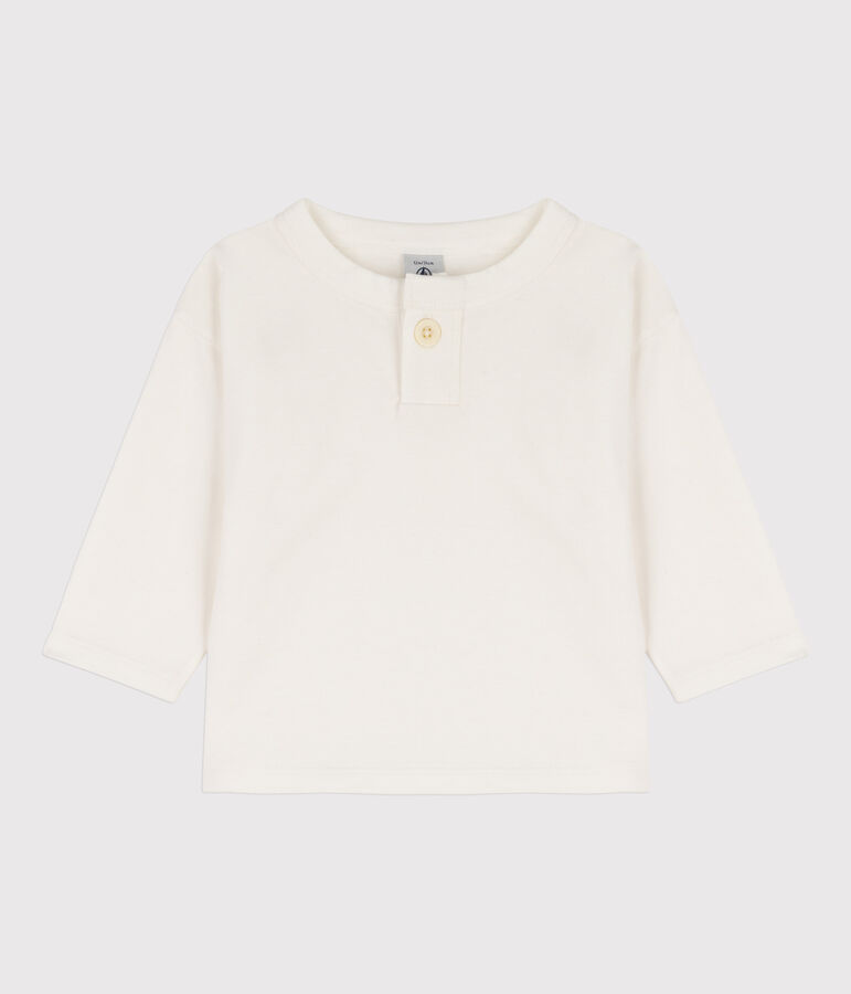 Camiseta de algod&oacute;n de manga larga para beb&eacute; blanco