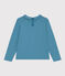 Blusa de algodón para niña azul POLOCHON