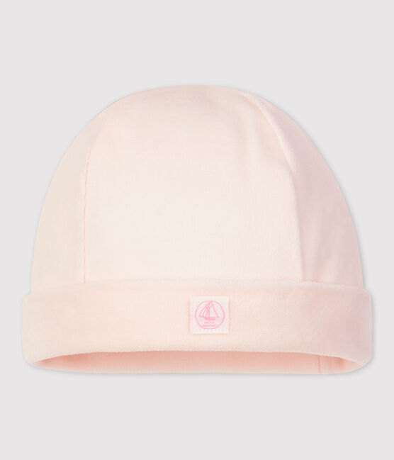 Gorro de bebé de terciopelo de algodón orgánico rosa FLEUR