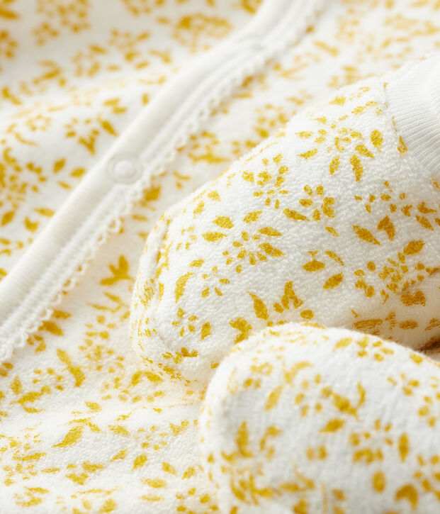 Conjunto de noche con flores de beb&eacute; de rizo muy suave amarillo/ECUME2