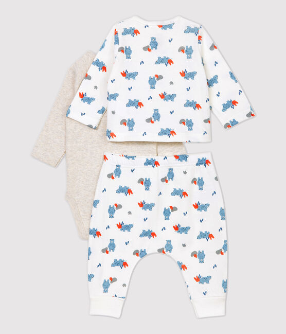 Conjunto de 3 prendas con estampado de ositos de bebé de algodón orgánico blanco MARSHMALLOW/blanco MULTICO