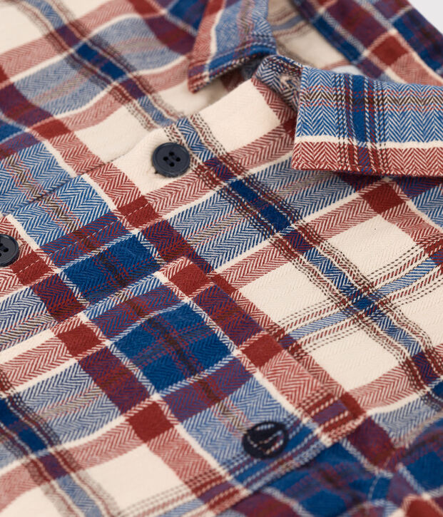 Camisa a cuadros de franela de ni&ntilde;o crudo/multicolor