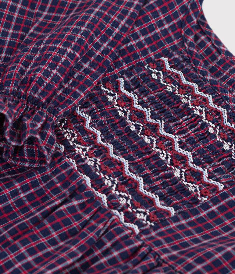 Blusa infantil de manga larga de franela a cuadros azul/multicolor