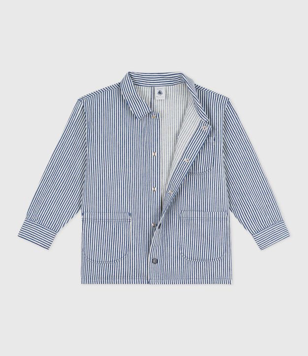 Chaqueta infantil de algod&oacute;n a rayas azul/blanco