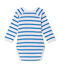 Body de manga larga de rayas de primera puesta para bebé niño blanco ECUME/azul DELPHINIUM