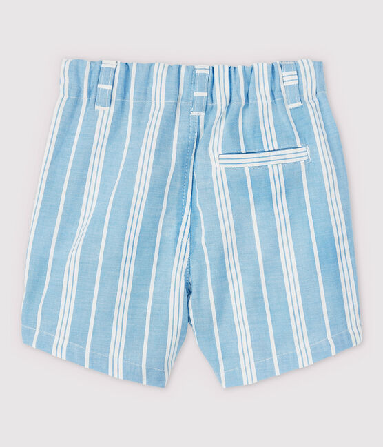 Pantalón corto de rayas de popelina de bebé niño azul JASMIN/blanco MARSHMALLOW