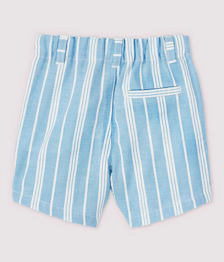 Pantal&oacute;n corto de rayas de popelina de beb&eacute; ni&ntilde;o azul/blanco