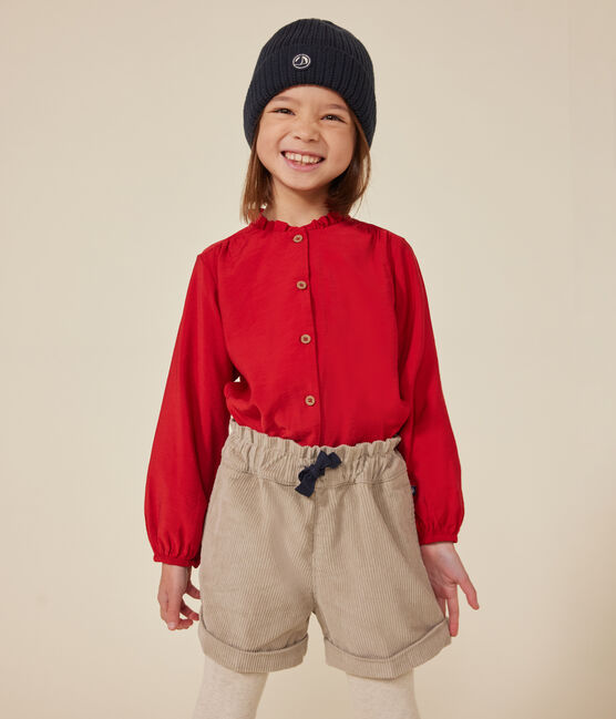 Blusa de manga larga de tela para niña rojo AURORA