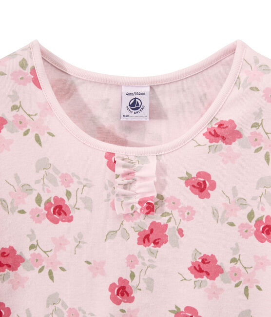 Pijama con flores estampadas para niña rosa VIENNE/blanco MULTICO