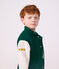 Chaqueta teddy infantil lisa colorblock de algod&oacute;n verde/beige