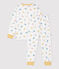 Pijama con estampado de animales de niña/niño de algodón afelpado blanco MARSHMALLOW/blanco MULTICO