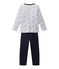 Pijama con cuello tunecino para niño azul SMOKING/blanco ECUME/ MULTICO