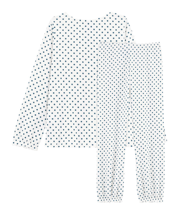 Pijama de punto para ni&ntilde;a blanco/verde