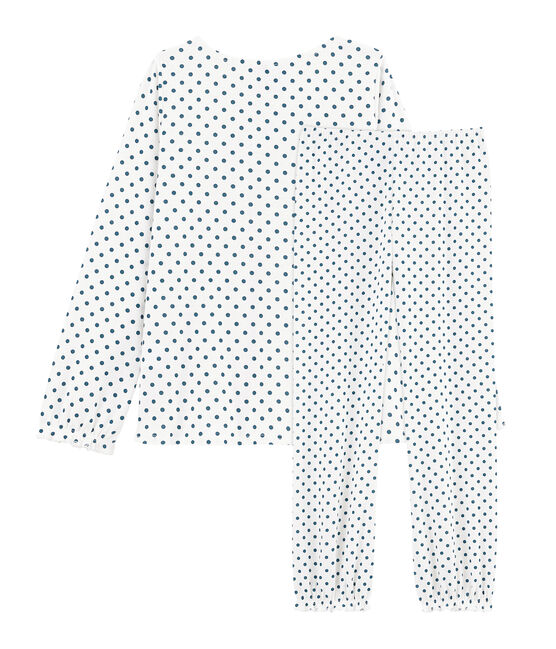 Pijama de punto para niña blanco MARSHMALLOW/azul CONTES