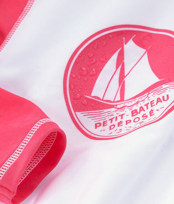 Camiseta anti-UV UPF 50+ para niño y niña blanco MARSHMALLOW/rosa CUPCAKE