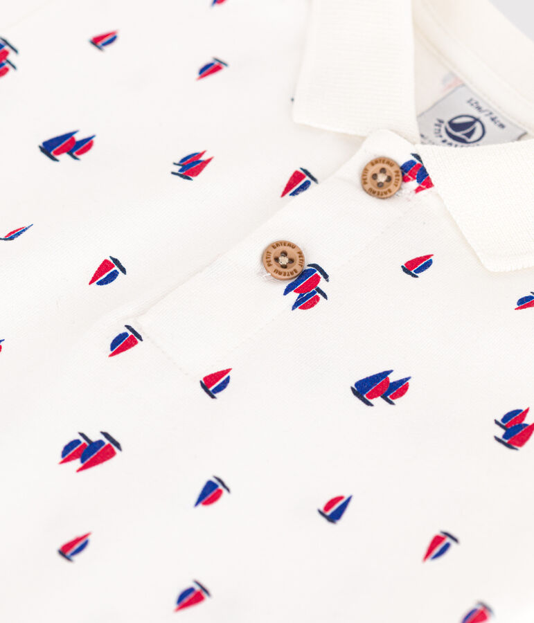 Polo de manga corta de punto fino para beb&eacute; blanco/multicolor