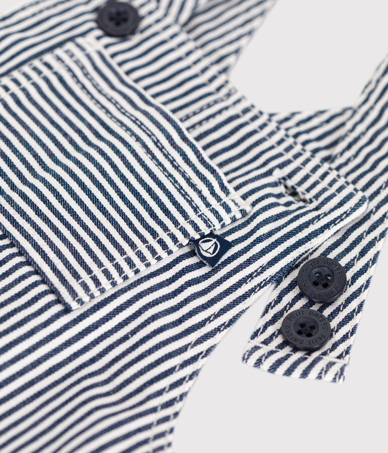 Peto largo de tela para beb&eacute; azul/blanco