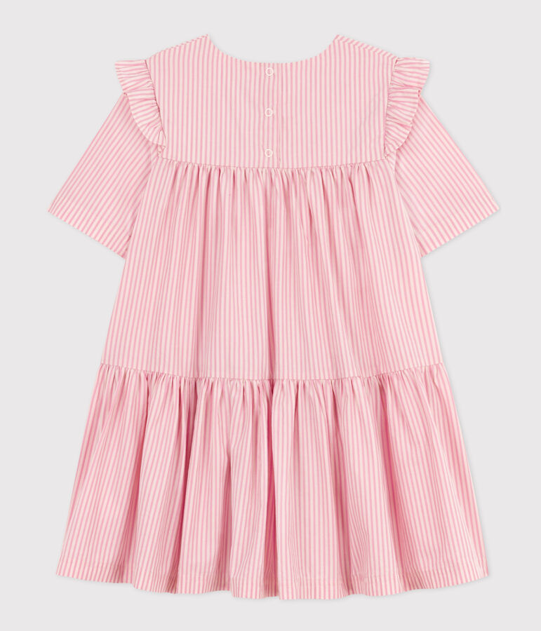 Vestido de manga corta de algod&oacute;n para ni&ntilde;a rosa/rosa
